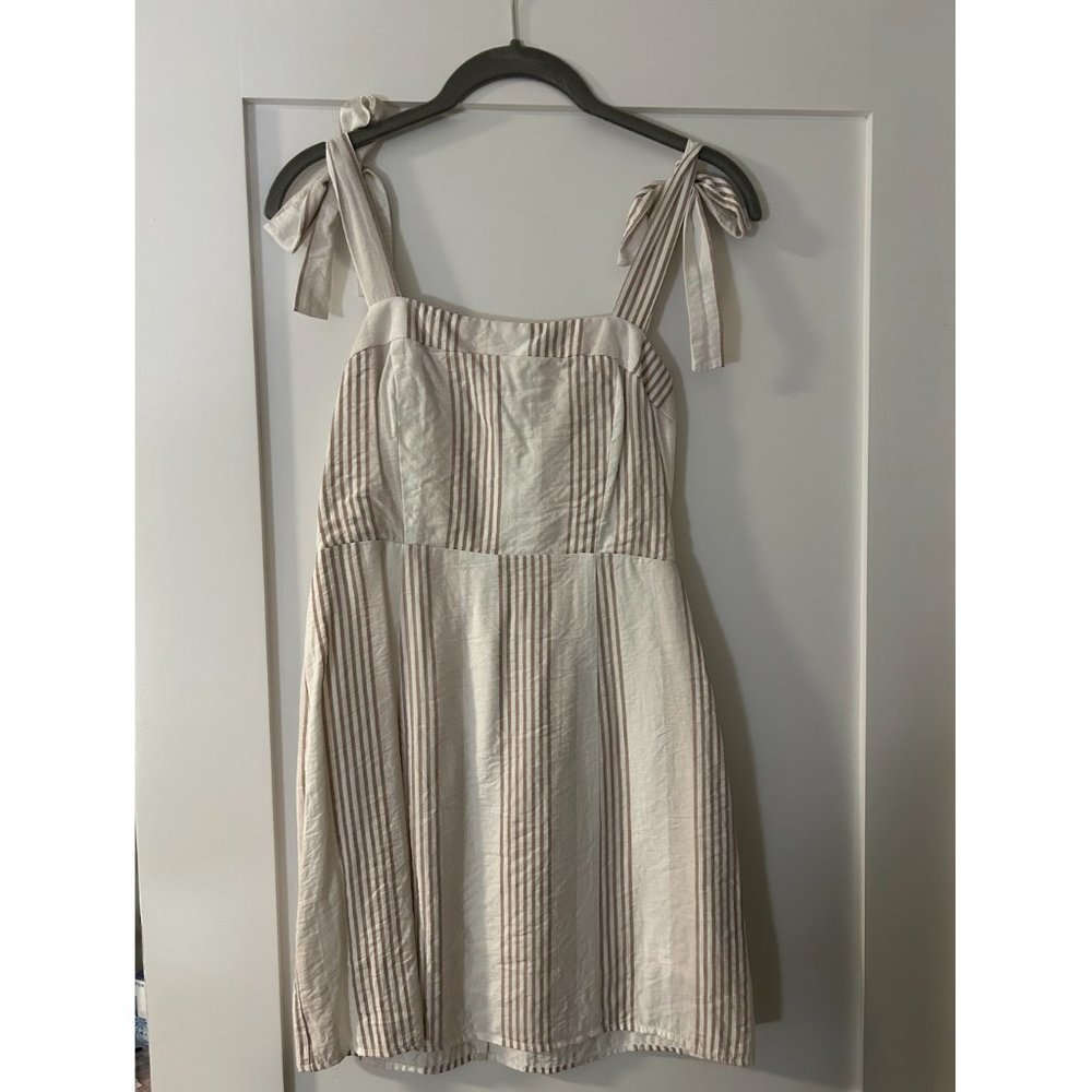 XS Sage the Label Mini Sun Dress White and Tan